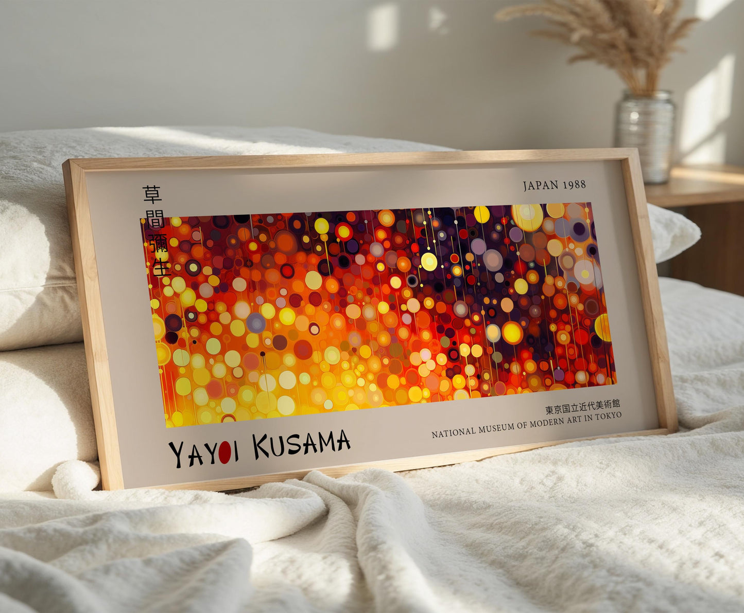 Japanese Abstract Panoramic Print – Yayoi Kusama Inspired