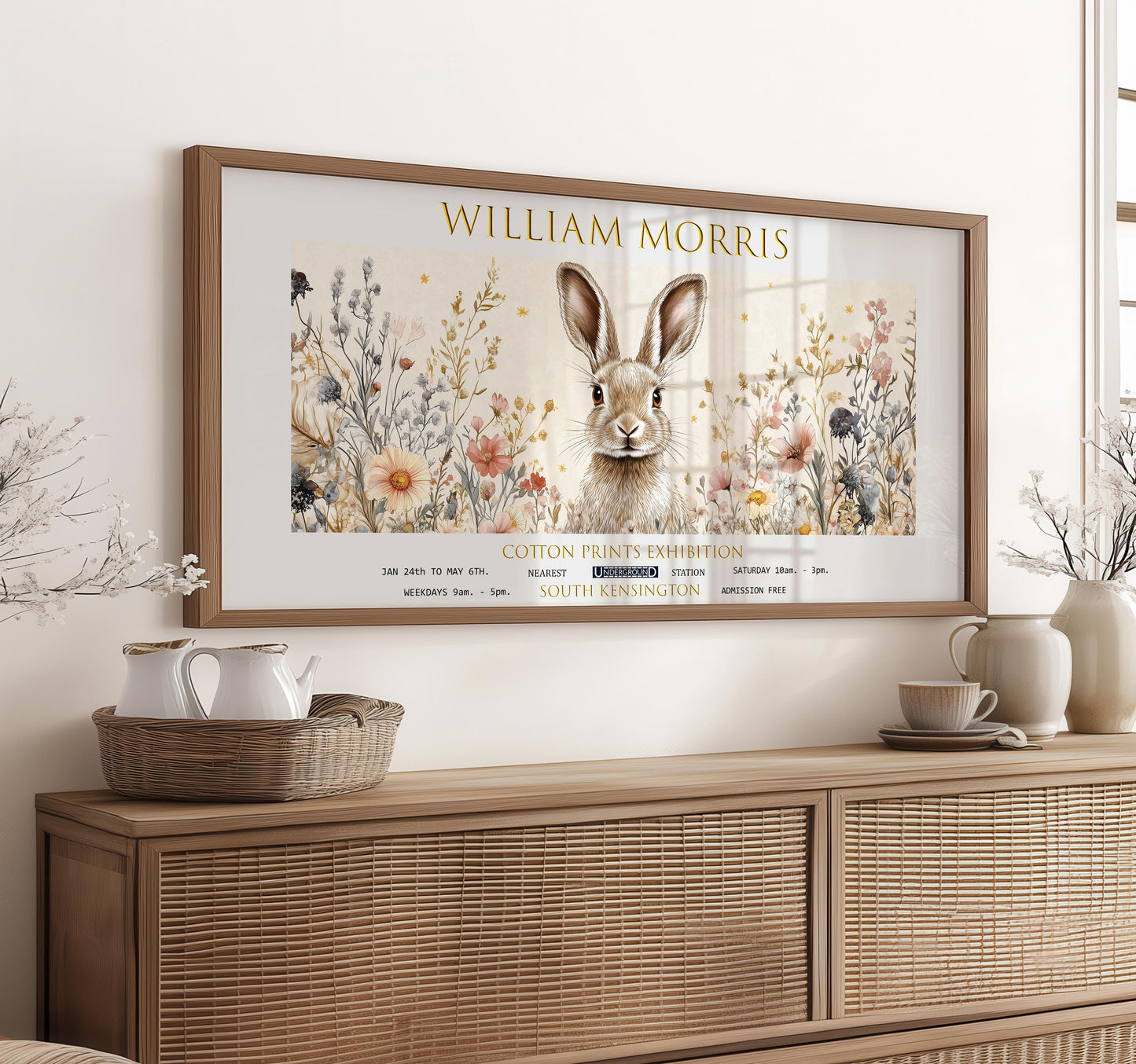 William Morris Hare Print: Vintage Botanical Panoramic Wall Art