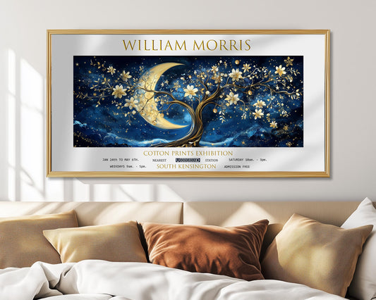 William Morris Moon & Stars Print: Vintage Celestial Art