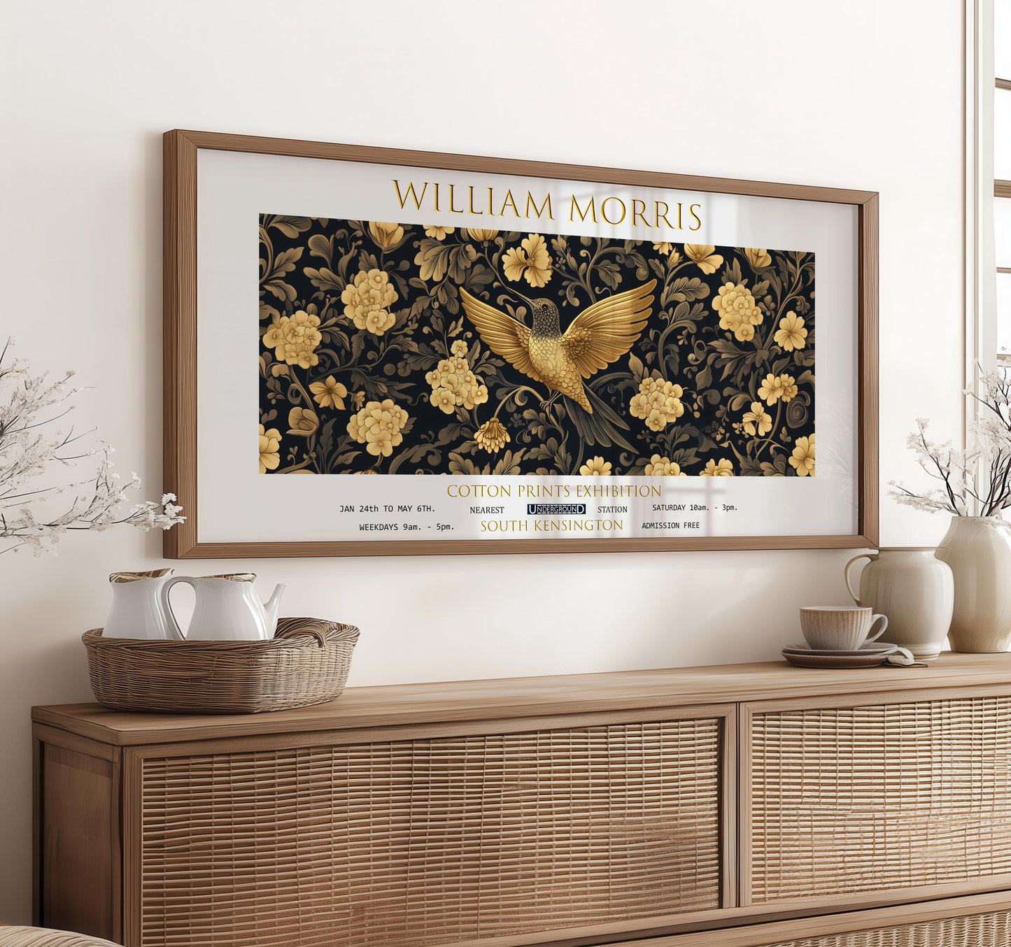 William Morris Hummingbird Print: Vintage Botanical Exhibition Art