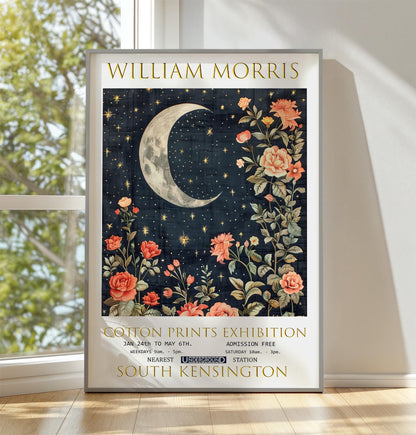 William Morris Poster - Vintage Floral Moon Artwork | Botanical Wall Art Print