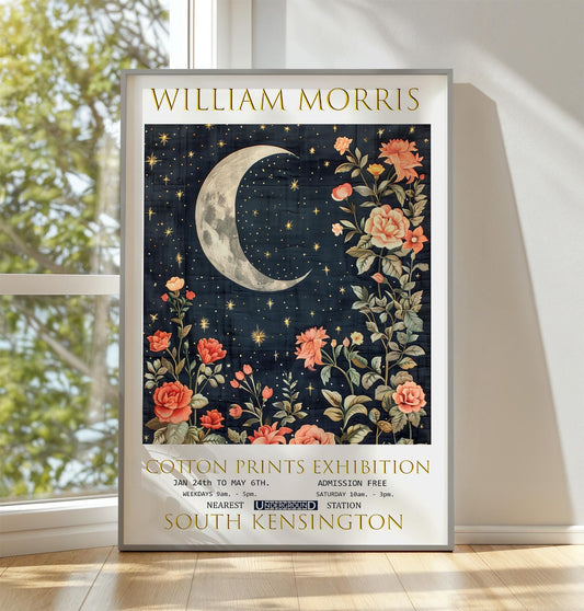 William Morris Poster - Vintage Floral Moon Artwork | Botanical Wall Art Print