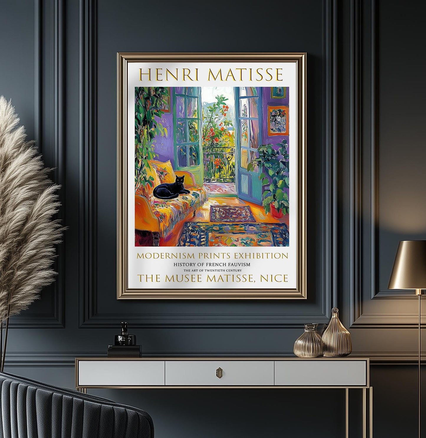 Matisse Inspired Art Print: Balcony View, Fauvist Cat Painting