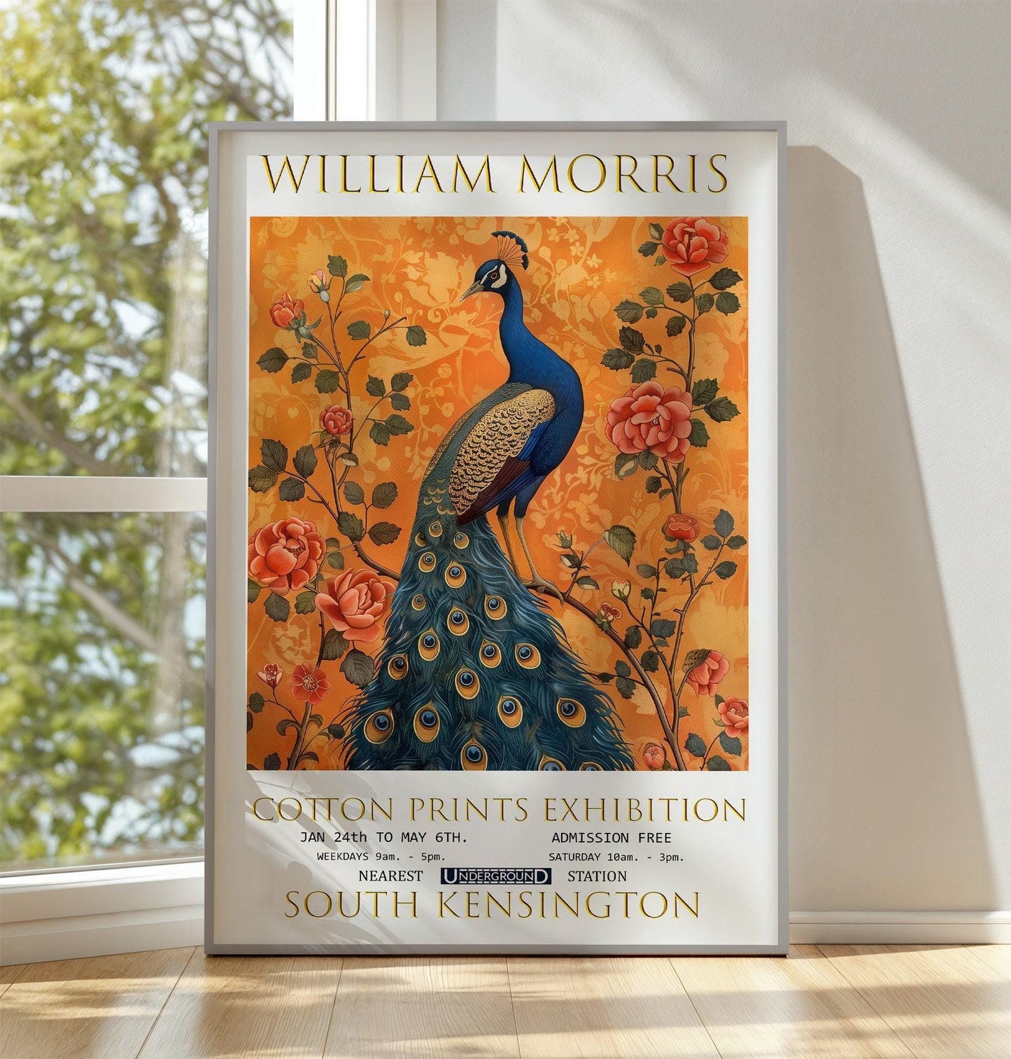 Peacock Wall Art Print - William Morris Poster | Vintage Botanical Floral Decor