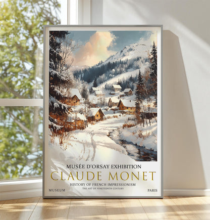 Monet Winter Village Print: Impressionist Winter Wall Art