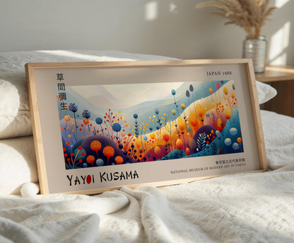 Yayoi Kusama Inspired Japanese Meadow Print: Abstract Floral Wall Art