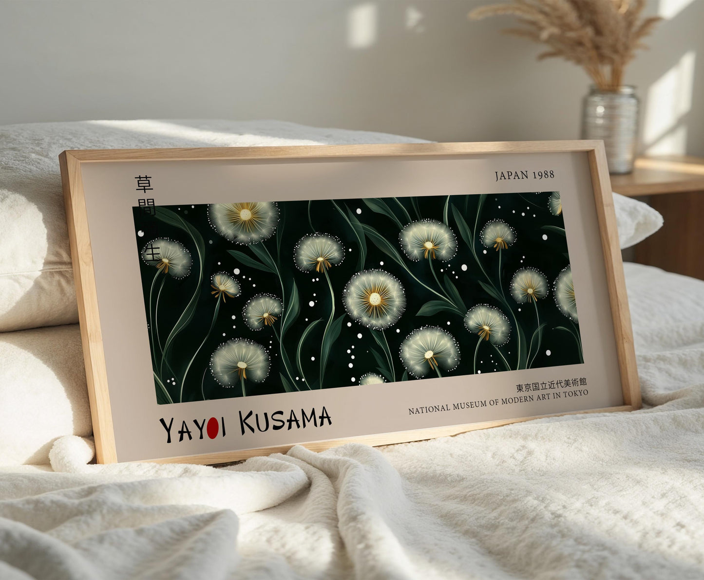 Yayoi Kusama Inspired Dandelion Print: Japanese Floral Wall Art