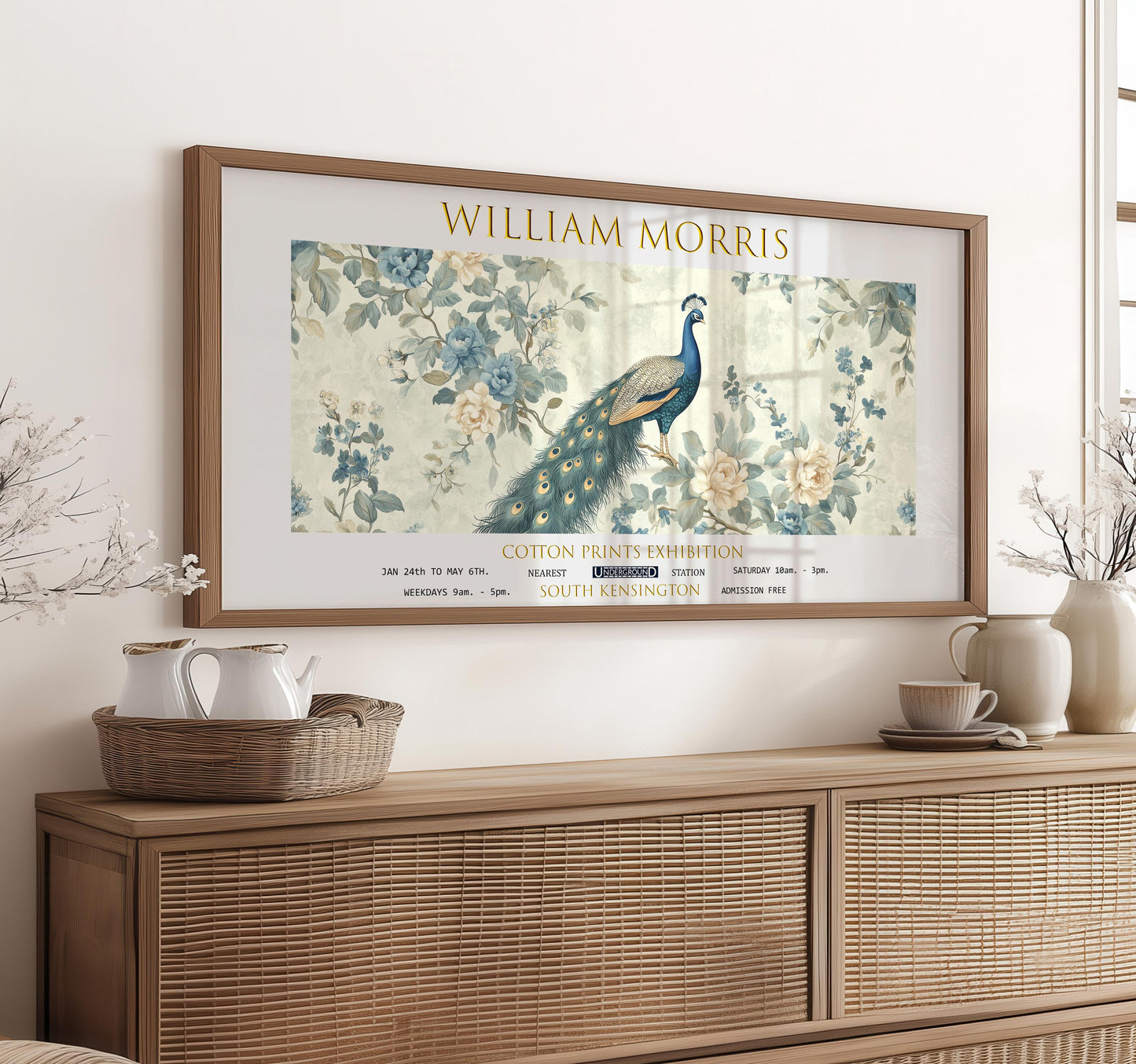 William Morris Peacock Print: Vintage Botanical Art, Green Textiles