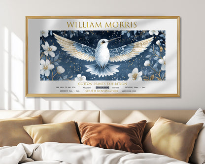 Print, William Morris Hummingbird, Vintage Botanical Panoramic Wall Art