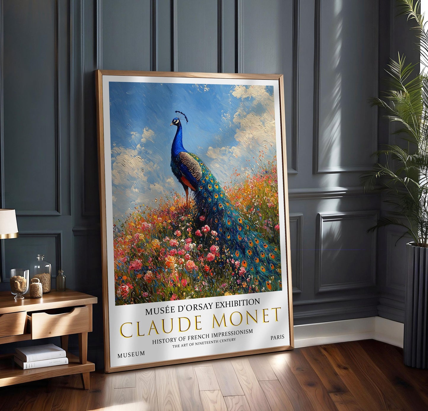 Claude Monet Peacock Art Print: French Impressionist Floral Wall Decor