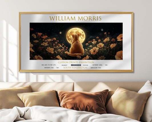 William Morris Cat & Moon Print: Vintage Celestial Art