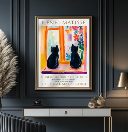 Art Print: Henri Matisse Black Cats, Fauvist Tropical Wall Art