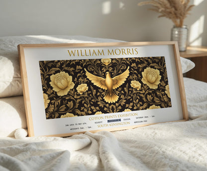 William Morris Hummingbird Print: Vintage Botanical Panoramic Wall Art