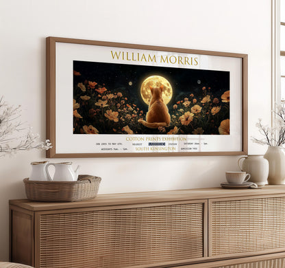 William Morris Cat & Moon Print: Vintage Celestial Art