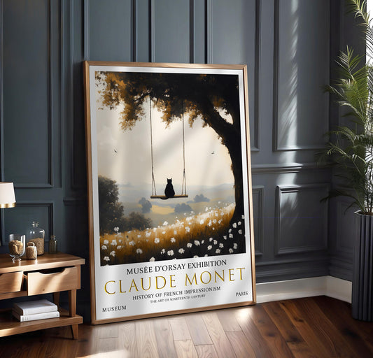 Claude Monet Cat Swing Print: French Impressionist Art
