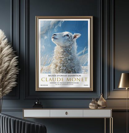 Vintage Winter Sheep Poster – Claude Monet Winter Landscape Art Art