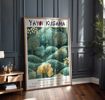 Yayoi Kusama Exhibition Print – Japanese Woodland Art
