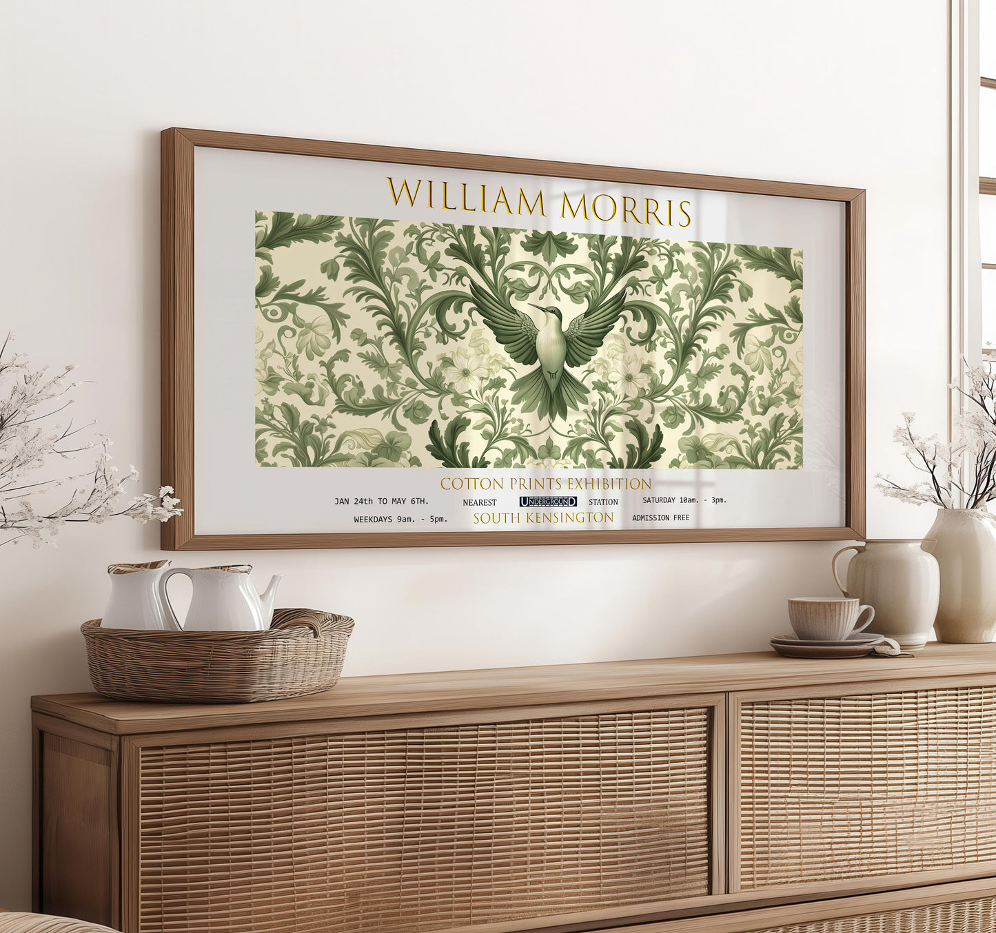 Print, William Morris Botanical Panoramic Wall Art, Vintage Poster