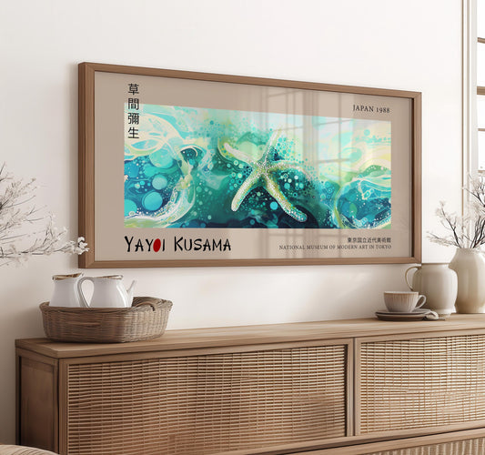 Yayoi Kusama Starfish Print: Japanese Coastal Art, Museum Quality