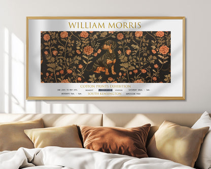 William Morris Dachshund Floral Print: Vintage Textiles Art