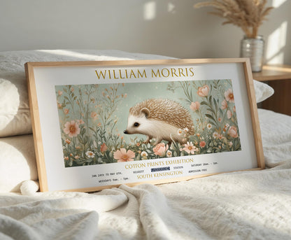 Print, William Morris Hedgehog, Vintage Botanical Panoramic Wall Art