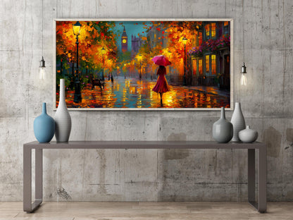 London Panoramic Print – Big Ben Wall Art – Rainy London Wall Art