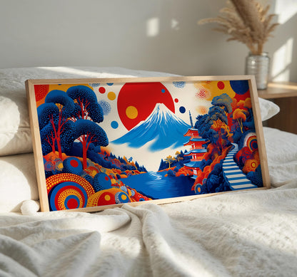 Japanese Mount Fuji Panoramic Print – Abstract Wall Art – Japanese Landscape