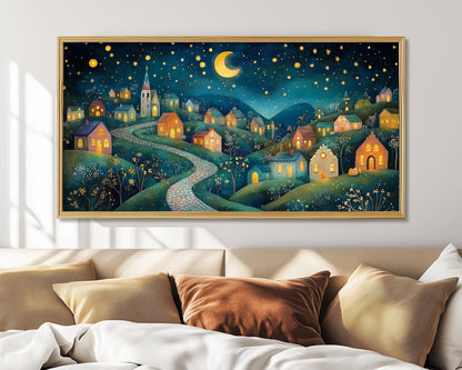 Gustav Klimt Starry Night Village Print: Dreamy Panoramic Wall Art