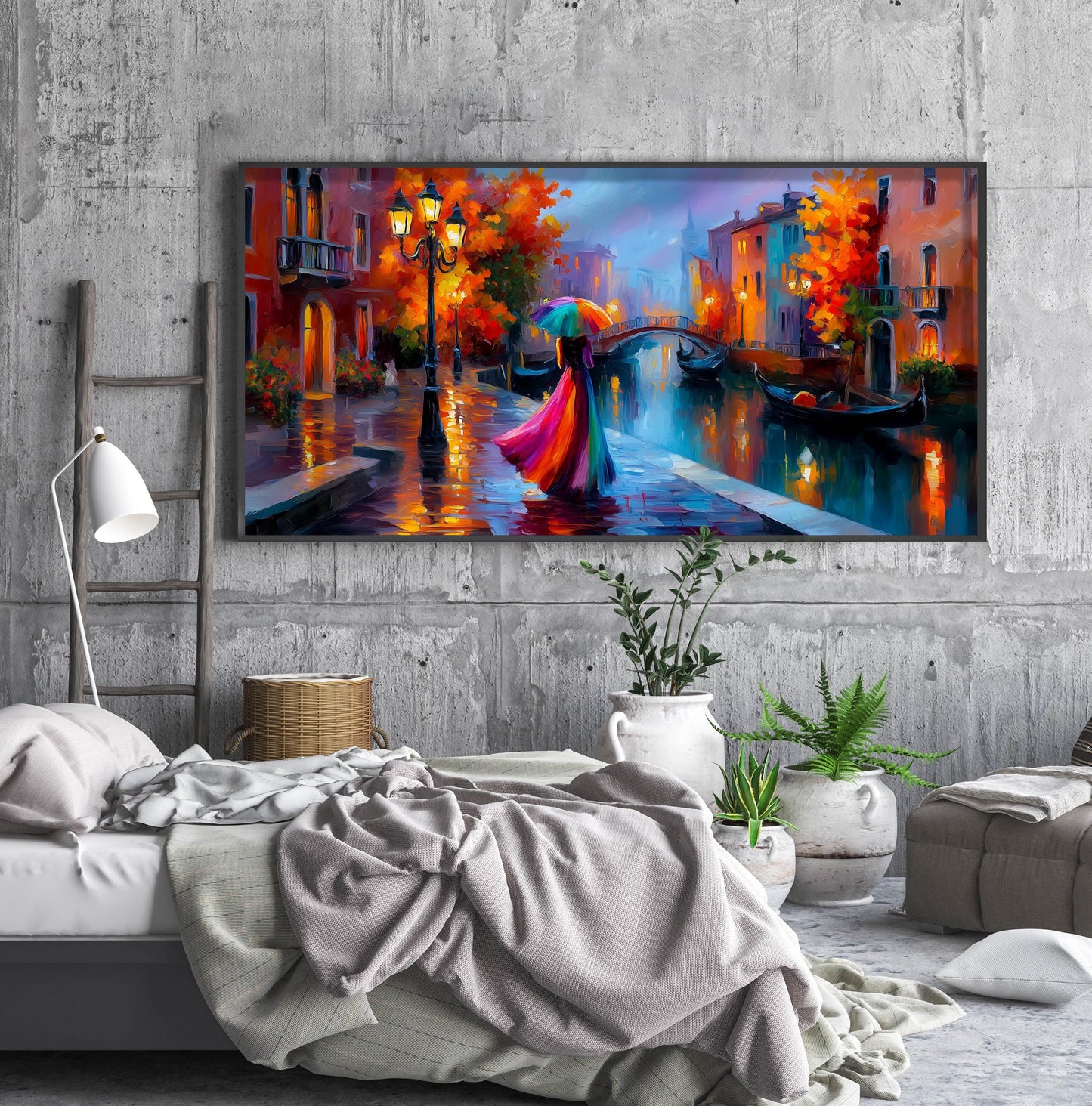 Colourful Umbrella Venice Panoramic Print