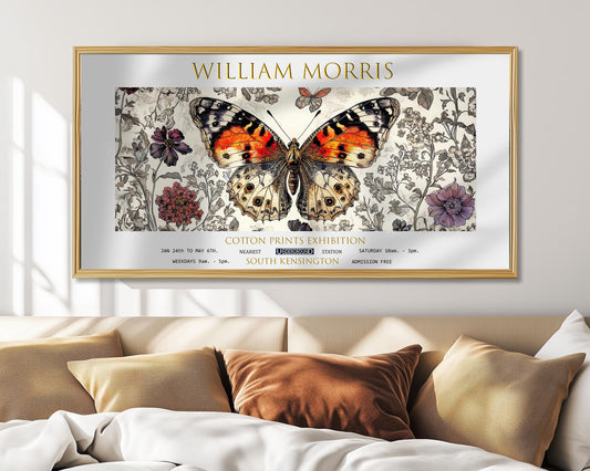 William Morris Butterfly Print: Vintage Floral Panoramic Wall Art