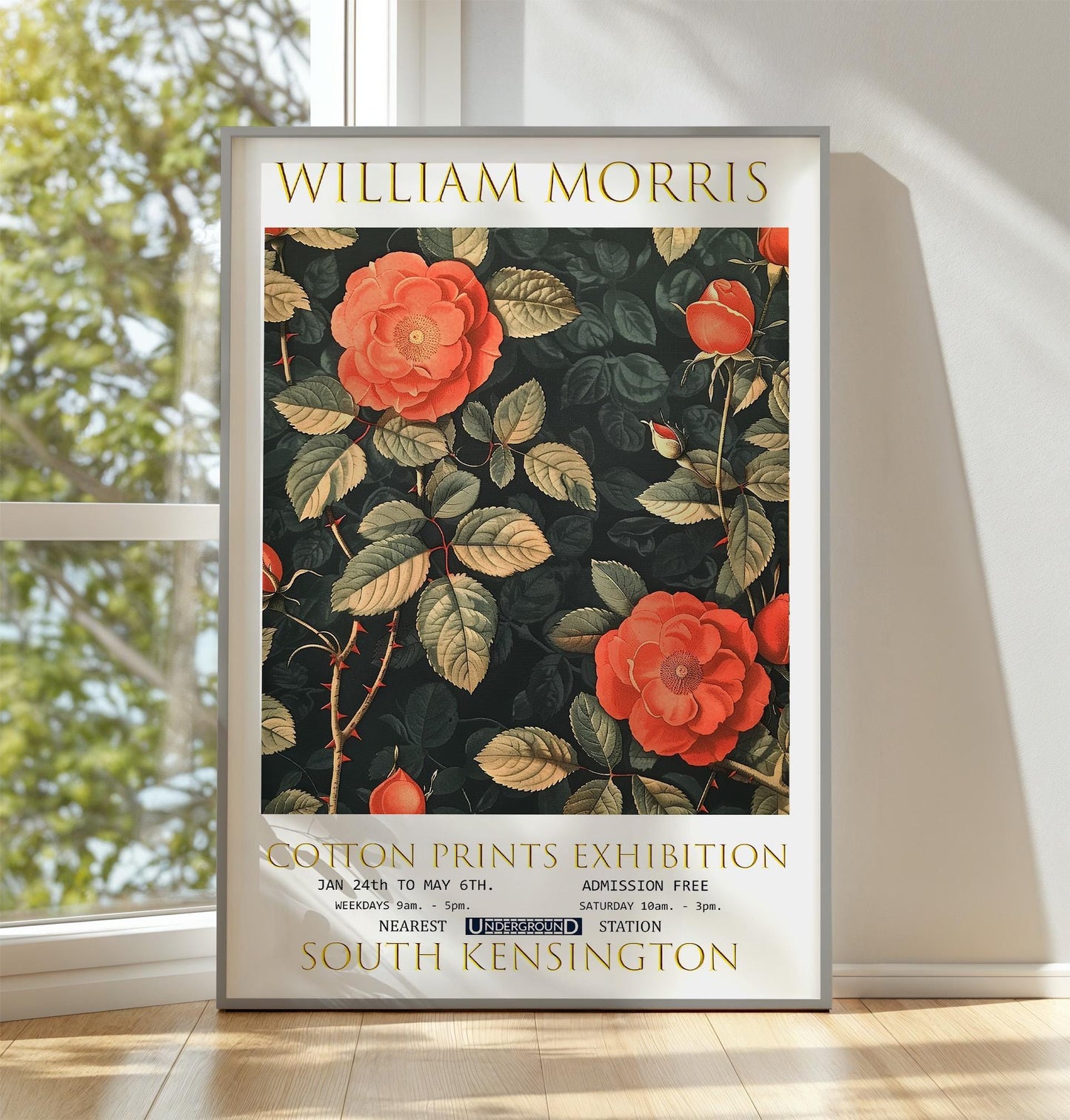 William Morris Rose Print – Vintage Floral Textile Art on Premium Matte Paper