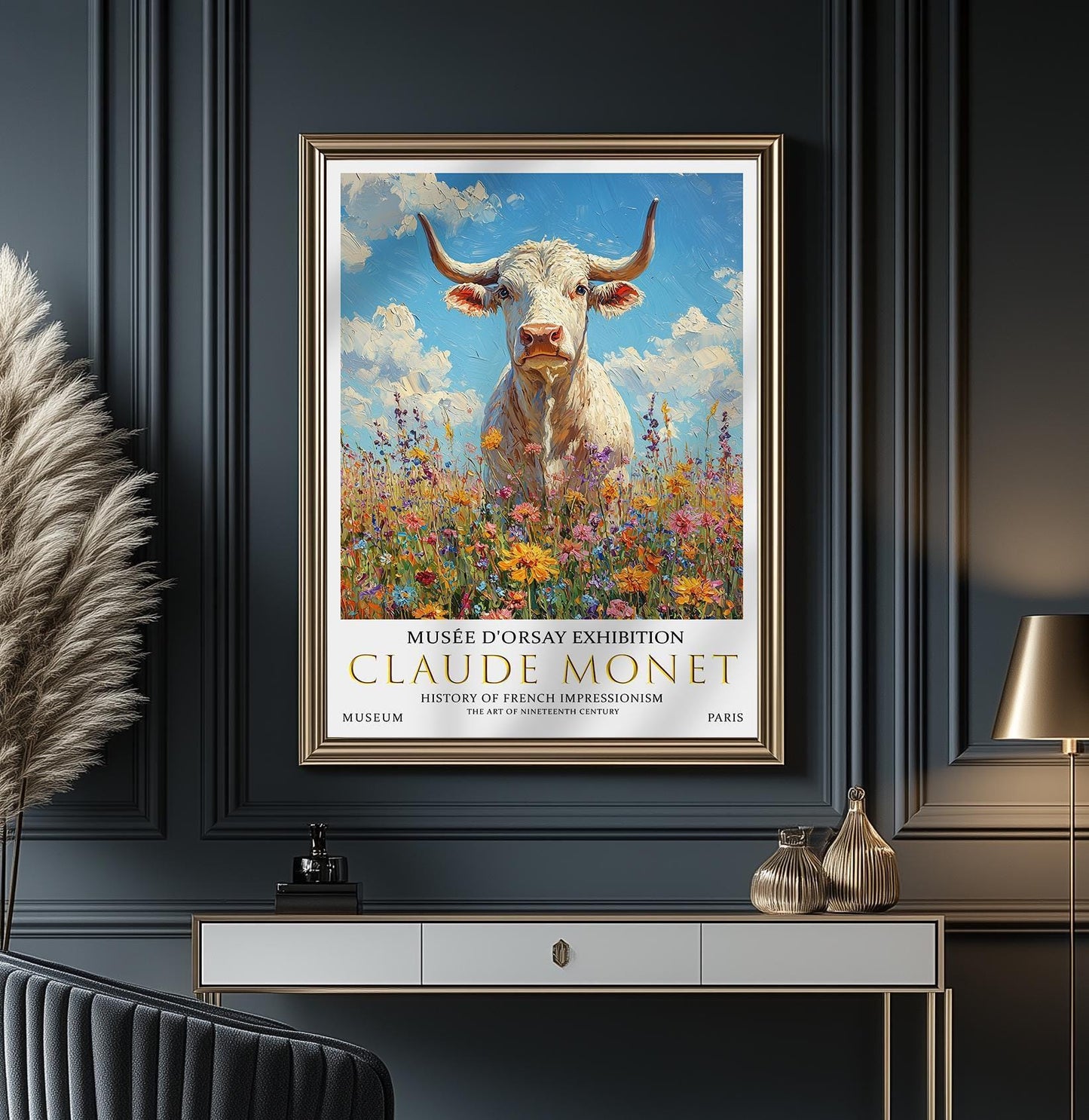 Claude Monet Bull Print: Vintage Summer Meadow Art