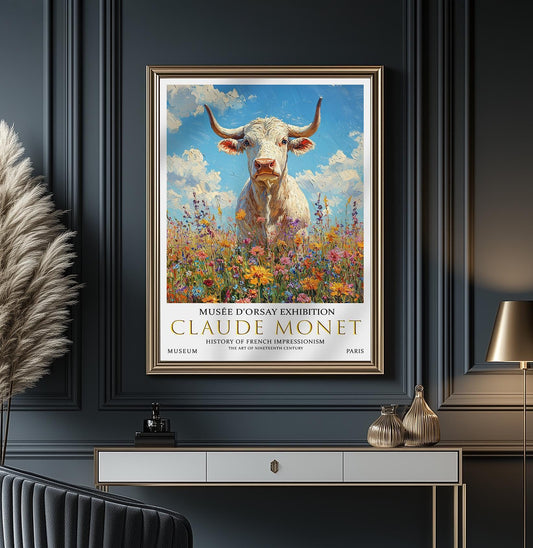 Claude Monet Bull Print: Vintage Summer Meadow Art