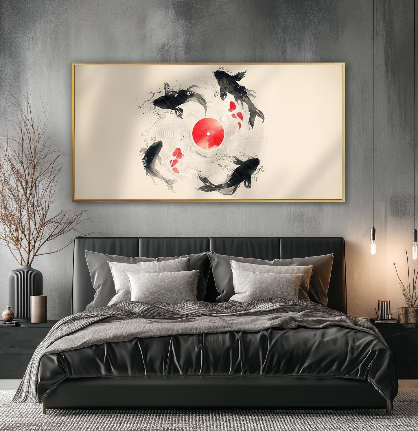 Japanese Koi Fish Vinyl Print: Asian Minimalist Wall Art