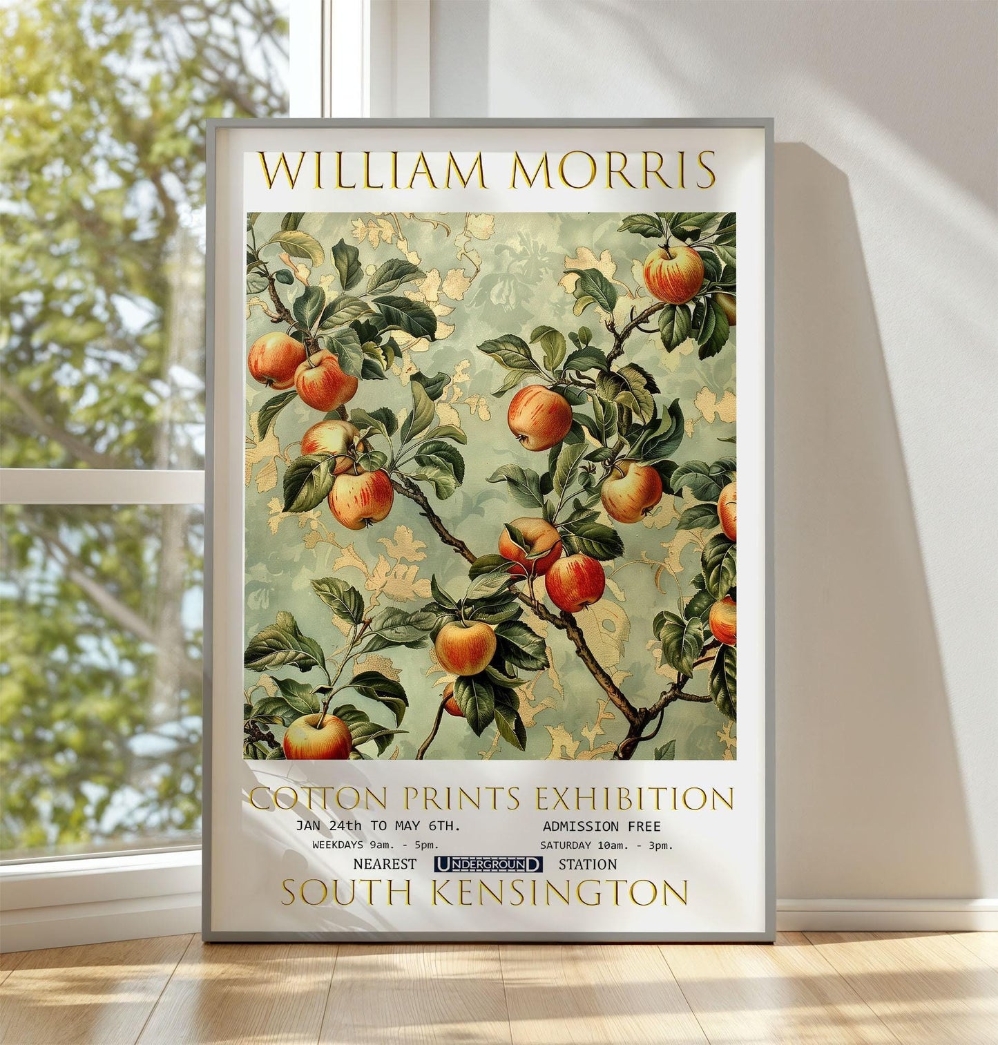William Morris Apple Tree Print: Vintage Floral Textile Art