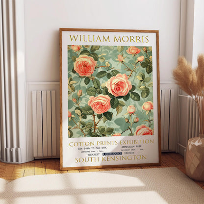 William Morris Rose Print: Vintage Floral Exhibition Poster