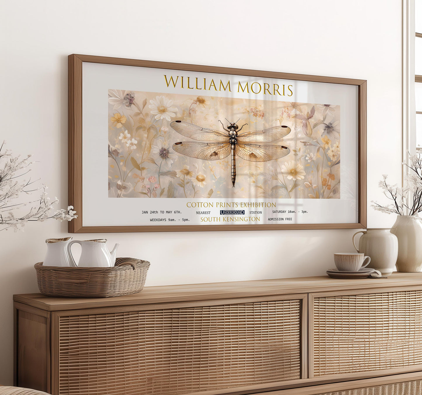 William Morris Dragonfly Print: Vintage Botanical Wall Art