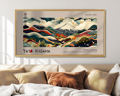 Yayoi Kusama Japanese Mountain Landscape Print: Modern Abstract Wall Art