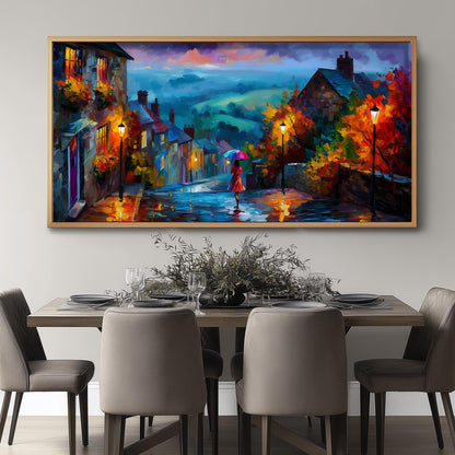Gold Hill Shaftesbury Print – Dorset Wall Art – Rainy Village Panoramic Print