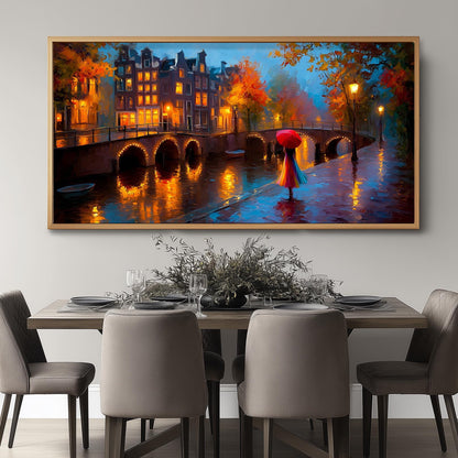 Red Umbrella Amsterdam City Panoramic Print