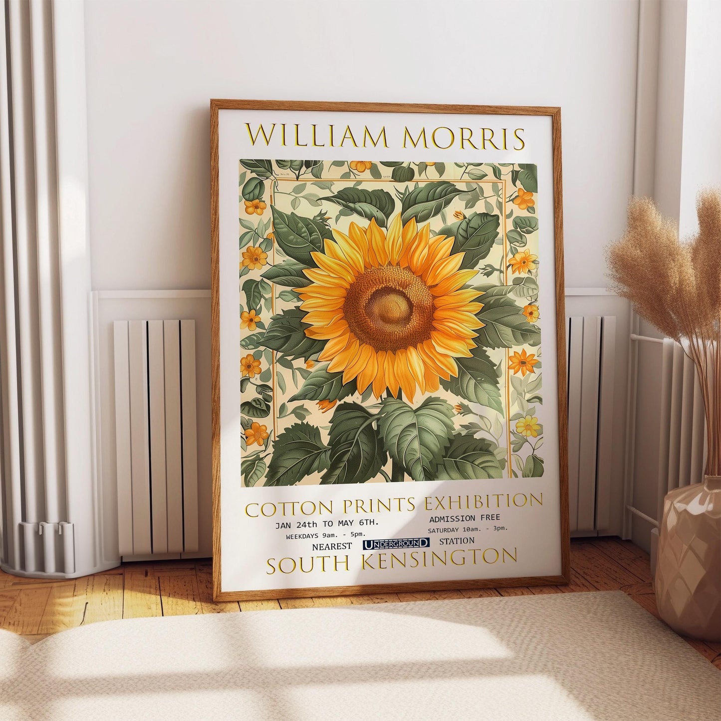 William Morris Sunflower Print: Vintage Exhibition Poster