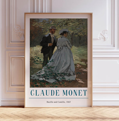 Claude Monet "Bazille and Camille" Print: Vintage French Impressionism