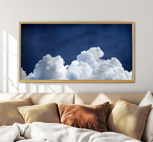 Horizontal Cloud Wall Art in Blue and White