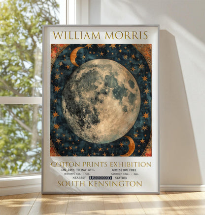 William Morris Poster - Vintage Wall Art | Moon and Stars Print on Premium Matte Paper