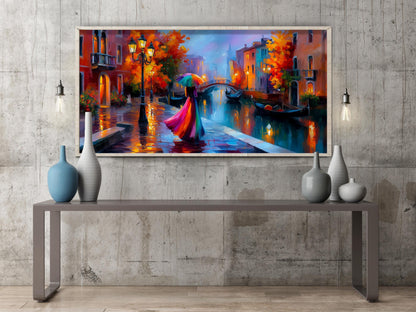 Colourful Umbrella Venice Panoramic Print