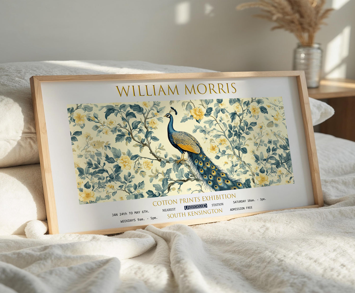 William Morris Peacock Print: Vintage Floral Exhibition Art