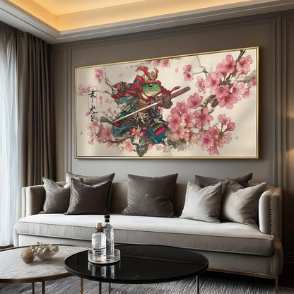 Samurai Frog Panoramic Print: Japanese Ukiyo-e Art