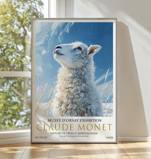 Vintage Winter Sheep Poster – Claude Monet Winter Landscape Art Art