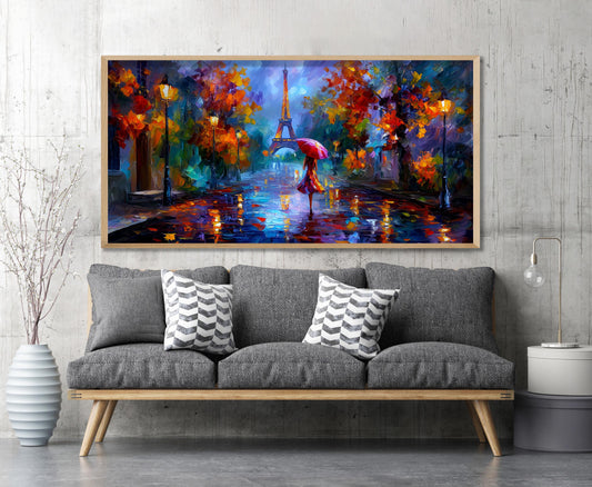 Rainy Paris Wall Art – Eiffel Tower Panoramic Print