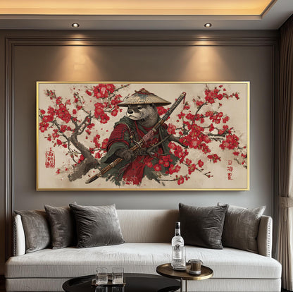 Samurai Otter Print: Japanese Ukiyo-e Art, Cherry Blossoms